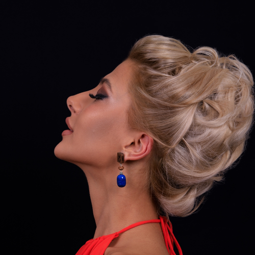 ხის საყურეები ლურჯი ლაპის ლაზულით